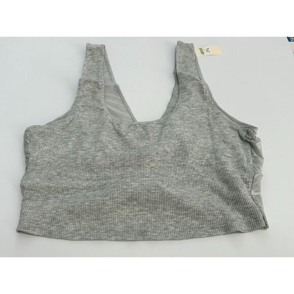 Aerie Women's Gray Stretch Holiday Best Lace Waffle Longline Bralette Bra Size M - Picture 1 of 6